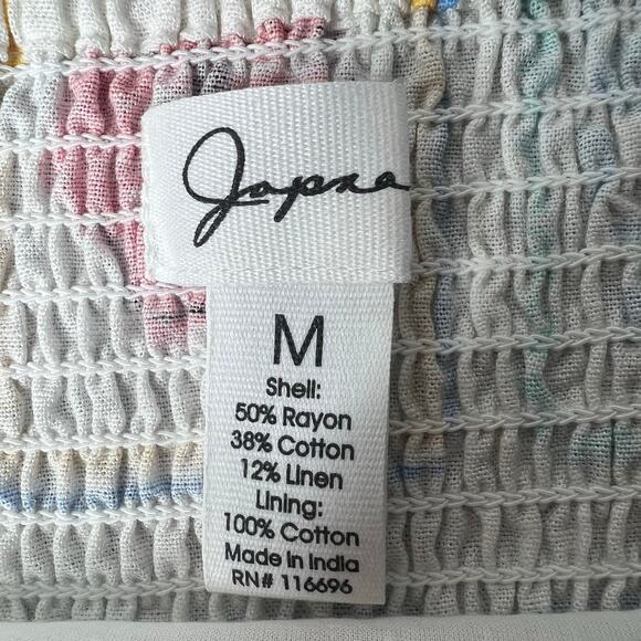Japna Mini Sundress Amalfi Coast Print Smocked Back Coastal Linen Blend Womens M - Picture 9 of 12